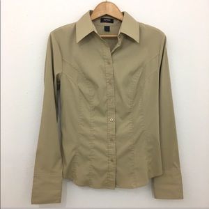 Express stretch button down beige size 10